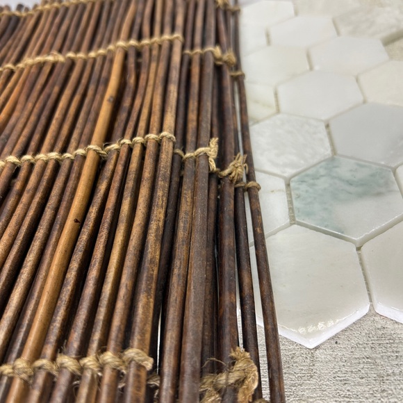 Wood Reed Twig Placemats Set of 4 Natural Tropical Tiki Bar Brown 20" x 14" - Picture 4 of 11